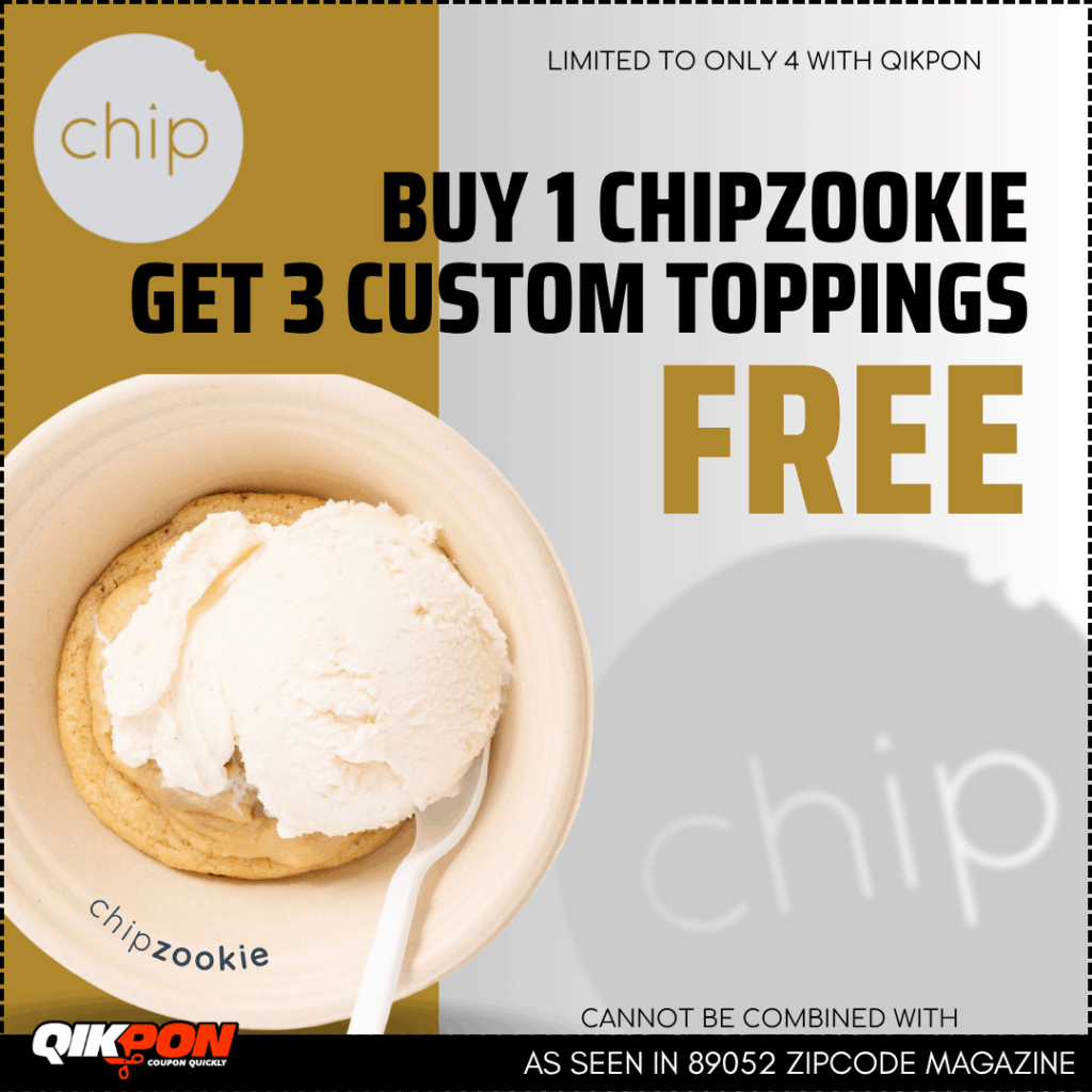 CHIP Cookies - Buy 1 Chipzookie Get 3 Custom Toppings FREE