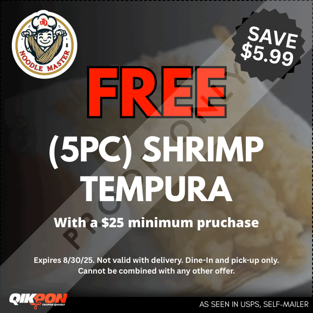 Noodle Master - FREE (5PC) Shrimp Tempura
