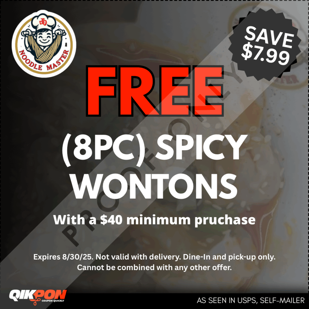 Noodle Master - FREE (8PC) Spicy Wontons